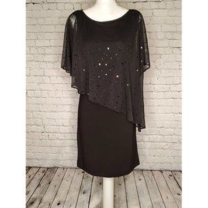Karin Stevens Sleeveless Dress Sequin Sheer Drape